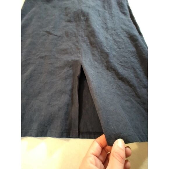 AROUND 101 NAVY BLUE LINEN LAGENLOOK DRESS OPEN SIZE TIE BACK SLEEVELESS - Picture 2 of 7